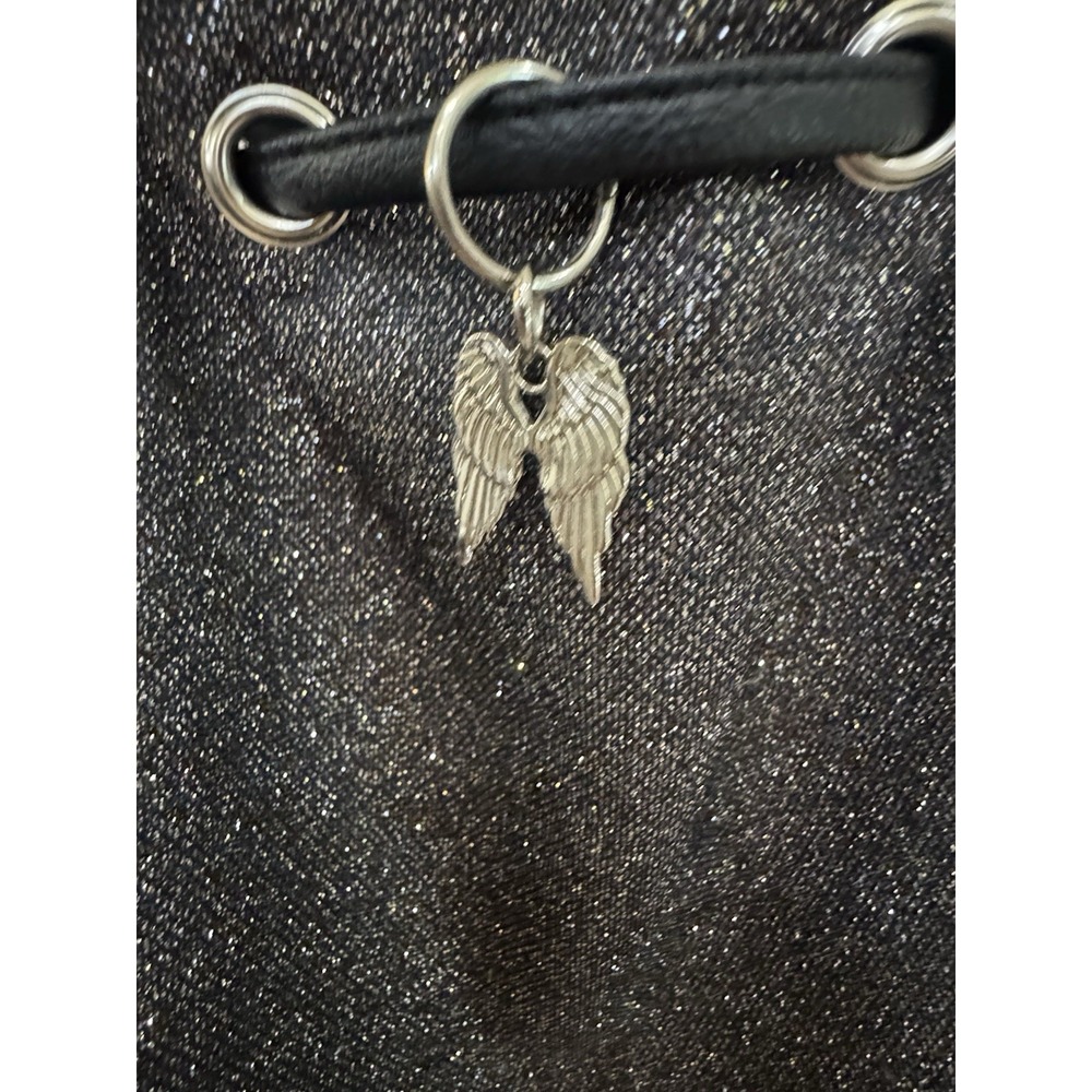 Victoria's Secret VS Drawstring Backpack Bag Black Glitter Limited Edition NEW - Picture 2 of 8